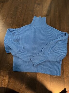 Boohoo Bright Blue Ribbed Turtleneck Sweater